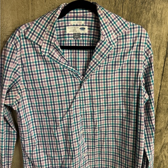 Old Navy Men's Casual Plaid Shirt - Blue, Pink, Green - Picture 1 of 2